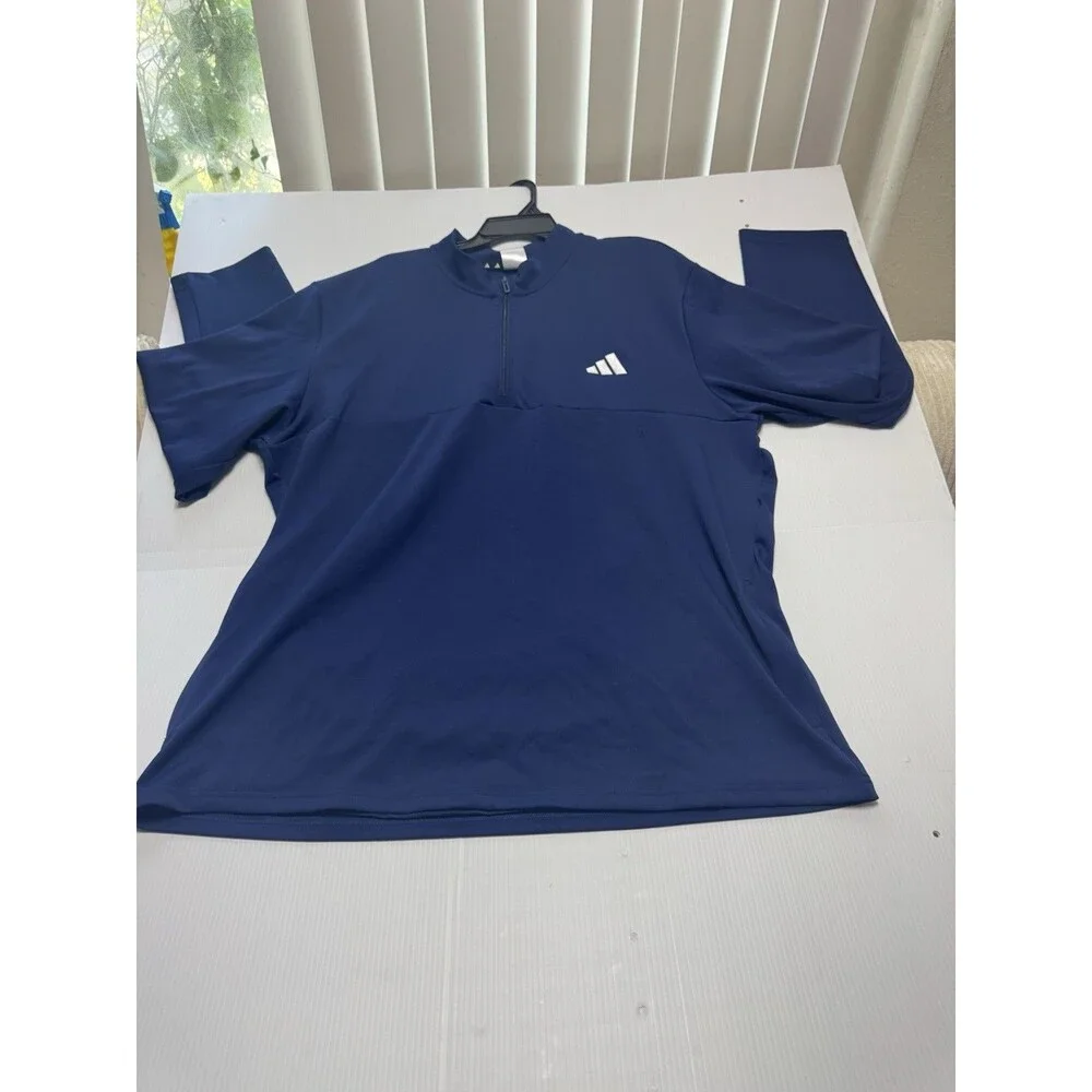 Adidas Men’s 2XL Quarter Zip Pullover Navy Athletic Training Top NWT